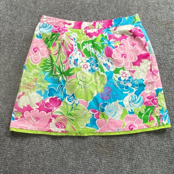 Island Republic Skort Women's 8 Pink‎ Green Floral Giraffes Lions Activewear - Picture 10 of 11